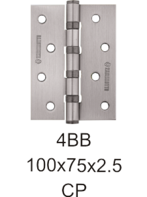Петля дверная универсальная 4BB-100*75*2,5 / 2шт. (матовый хром)